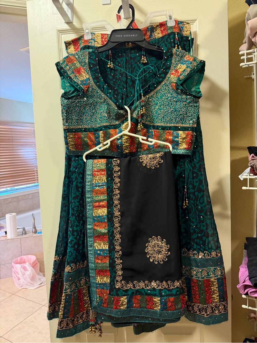 Boutique teal green black Lehenga choli. Perfect for navratri. Flowy, light